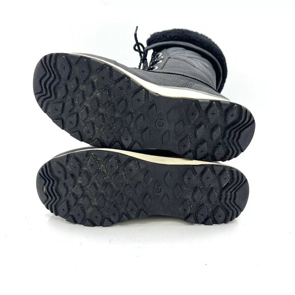 Ugg Quilted Black Leather "Sample" Winter Snow Boots Women's Size 7 - Picture 8 of 8